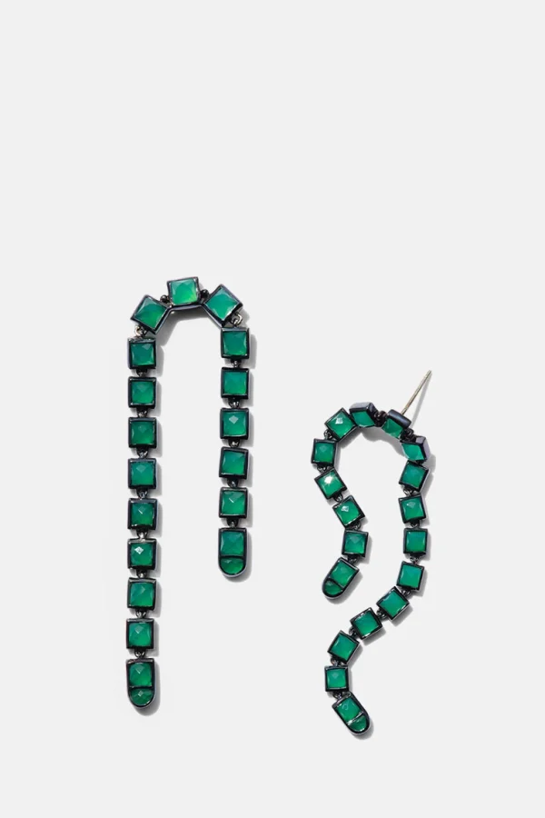Arc Earrings - Green Onyx