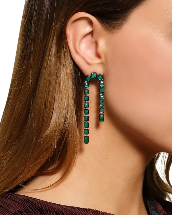 Arc Earrings - Green Onyx