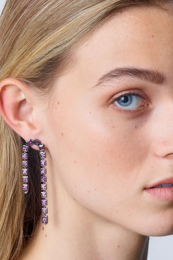 Arc Earrings - Rhodolite