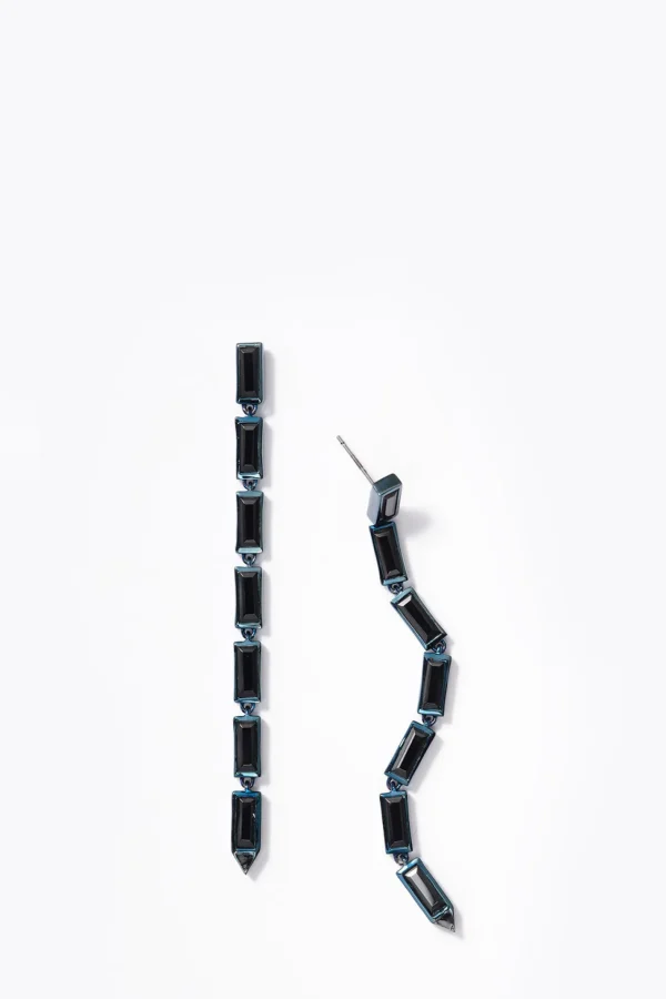 Baguette Stiletto Earrings - Black Spinel