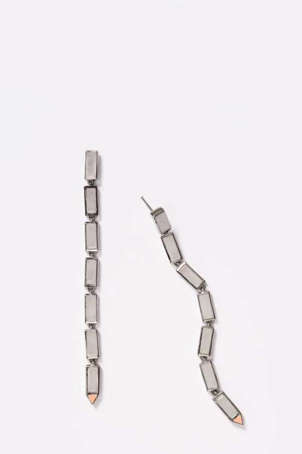 Baguette Stiletto Earrings - White Agate
