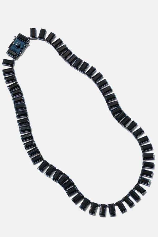 Baguette Tile Rivière Necklace - Black Spinel