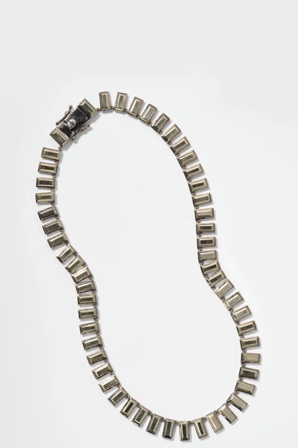 Baguette Tile Rivière Necklace - Pyrite