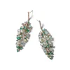 Bahia Banana Leaf Earrings - Diamond, Emerald & Aquamarine