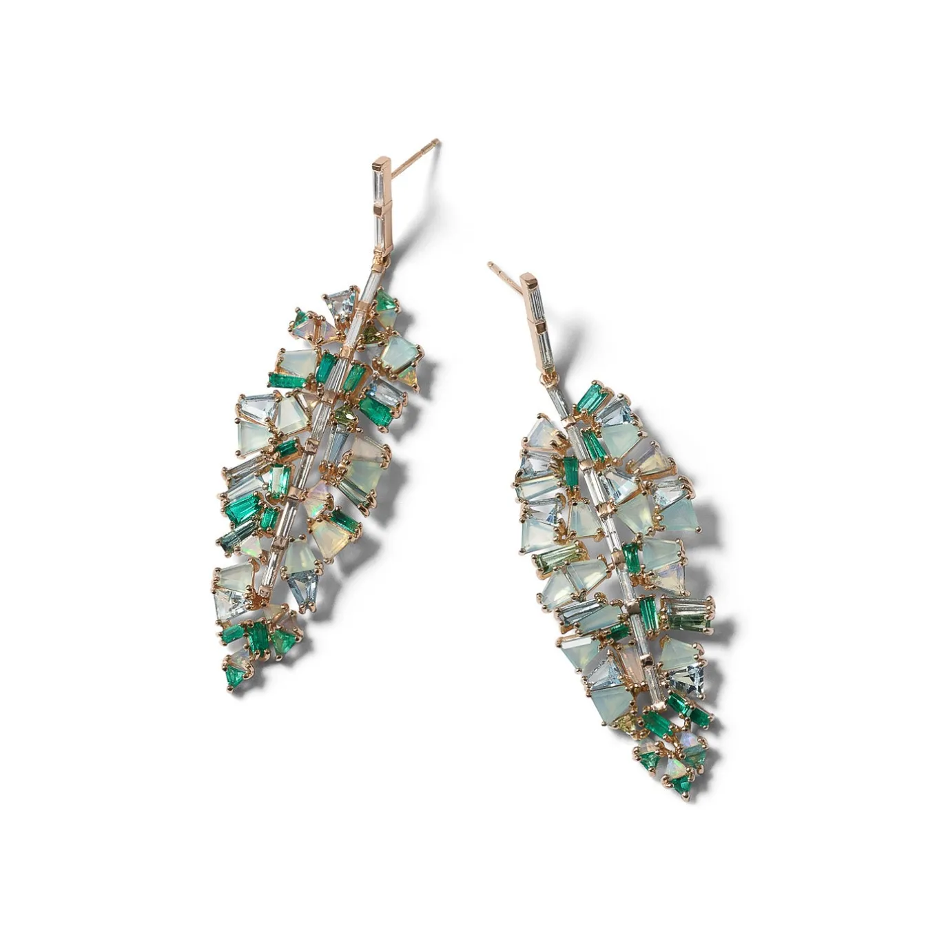 bahia_banana_leaf_earring_0.webp Bahia Banana Leaf Earrings - Diamond, Emerald & Aquamarine