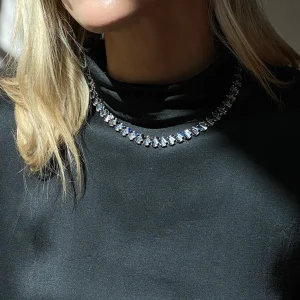 Braided Collar Riviere Necklace - Sapphire and Aquamarine