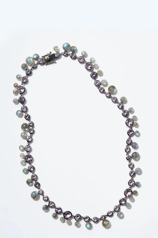 Bubble Tiered Rivière Necklace - Rose of France & Labradorite