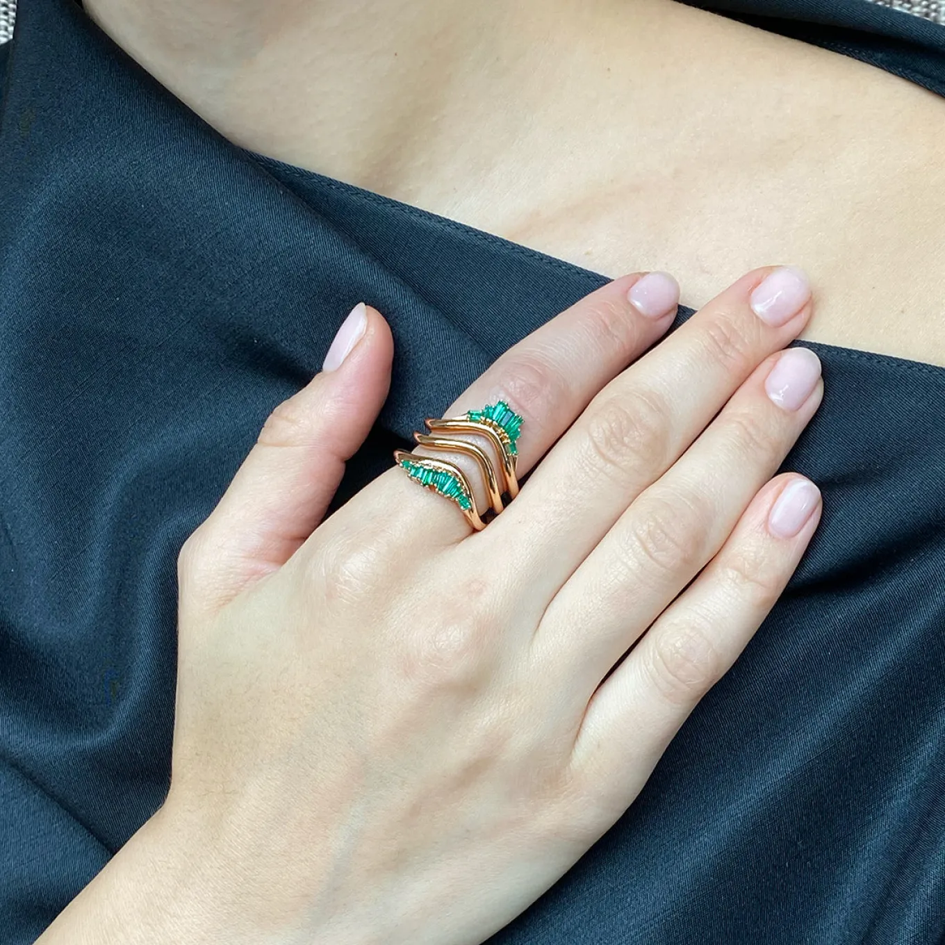 bump_ruched_ring__emerald_1.webp Bump Ruched Ring - Emerald