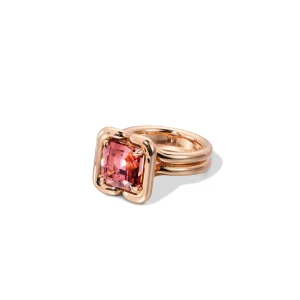 Buttress Emerald Cut Solitaire Ring - Pink Tourmaline