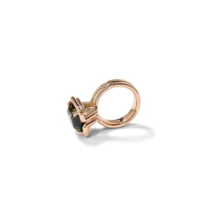 Buttress Emerald Cut Solitaire Ring - Bi-Color Tourmaline