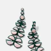 Can-Can Emerald Enameled Earrings - Pink Opal