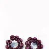 Caterpillar Red Enameled Bypass Hoops - Ruby