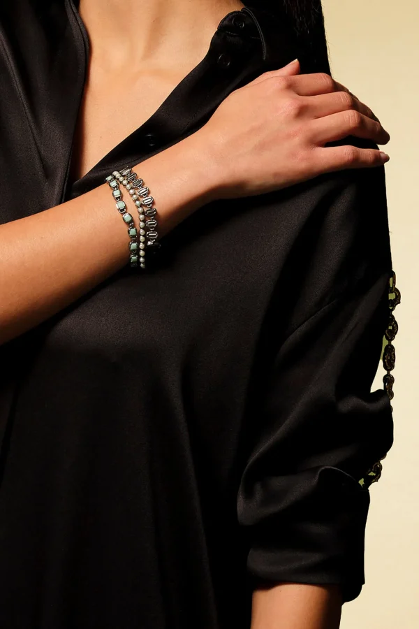 3D Tile Chain Bracelet - Chrysoprase