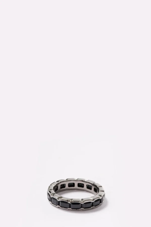 Deco Tile Narrow Ring - Black Spinel