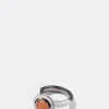 Dot Lacquer Solitaire Ring - Peach Moonstone