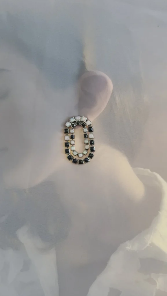 Double Loop Earrings - Black Spinel & Ethiopian Opal