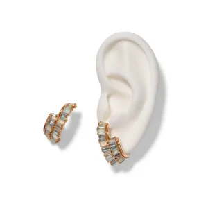 Double Ruched Ear Cuffs - Blue Peruvian Opal & Aquamarine