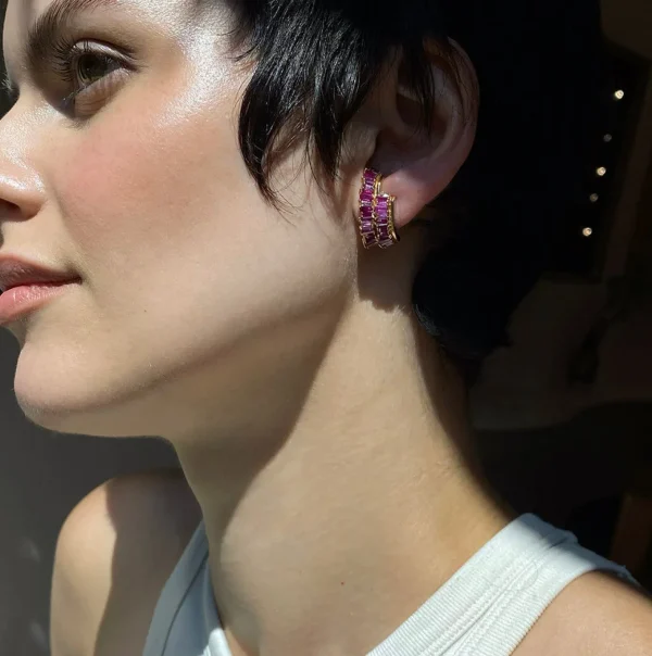 Double Ruched Ear Cuffs - Ruby