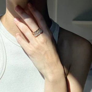 Double Ruched Ribbon Ring - Diamond