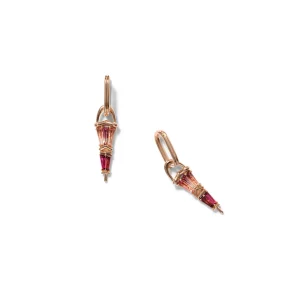 Finial Drop Earrings - Bi-Color Tourmaline & Rubellite