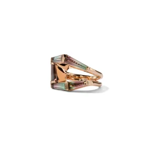 Fold-Over Mosaic Ring - Bi-Color Tourmaline