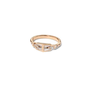 Forçat Small Trapezoid Link Ring - Diamond