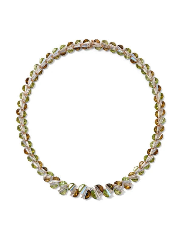 Graduated Woven Riviere Necklace - Green Tourmaline