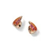 Herringbone Hoops - Fire Opal & Rubellite