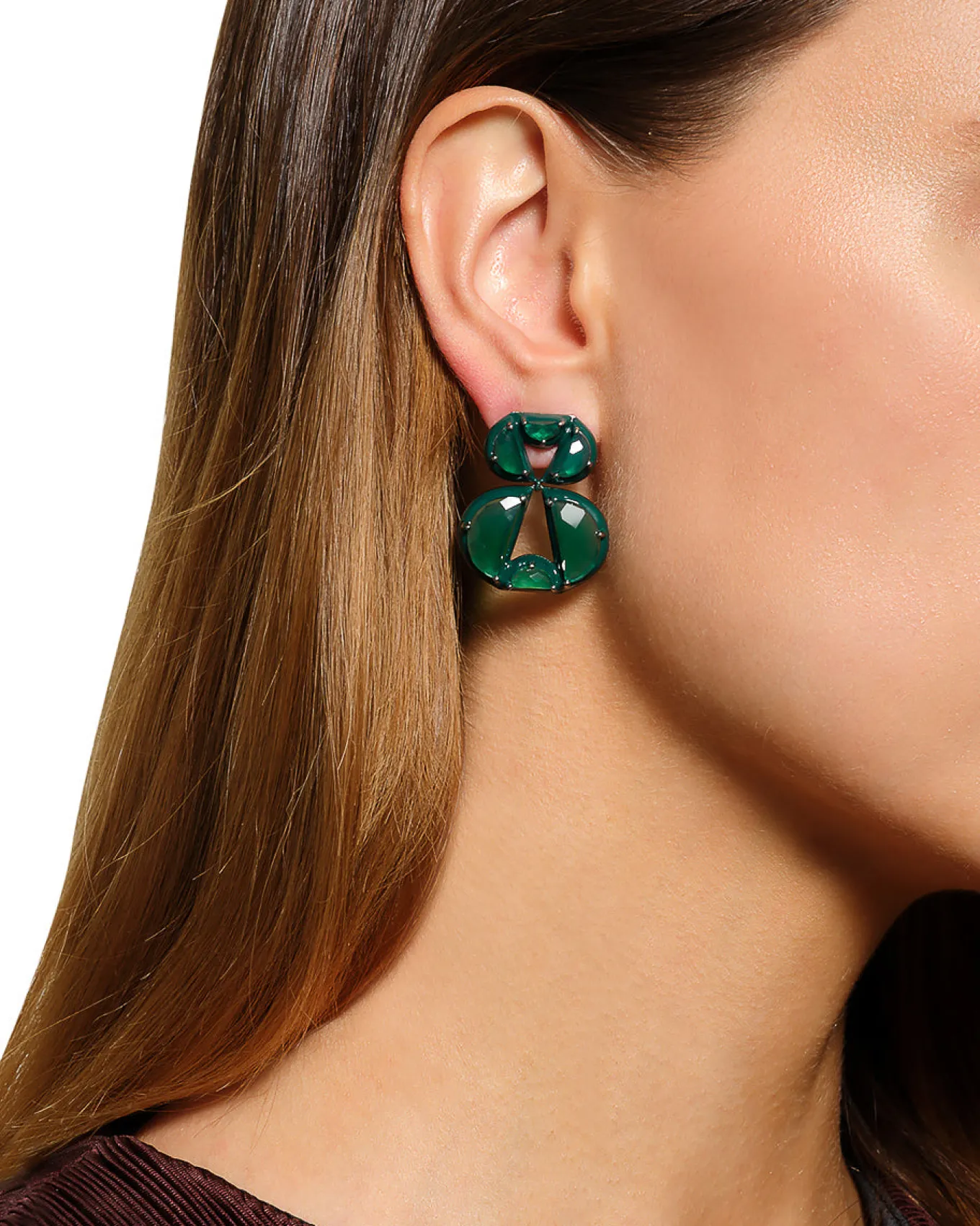 infinity_emerald_enameled_1.webp Infinity Emerald Enameled Earrings - Green Onyx