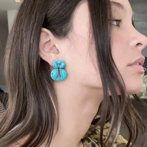 Infinity Turquoise Enameled Earrings - Turquoise
