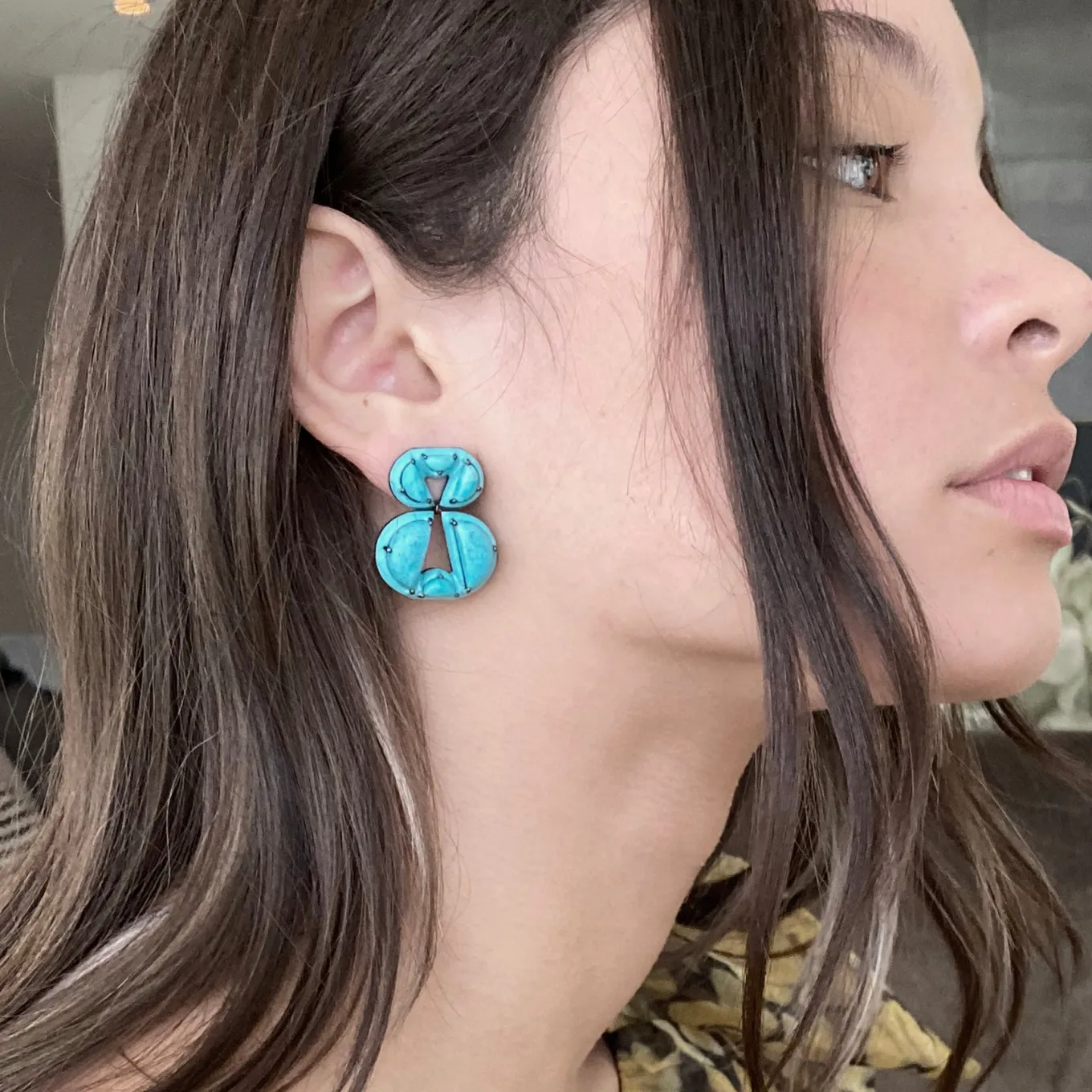 infinity_turquoise_enamel_1.webp Infinity Turquoise Enameled Earrings - Turquoise