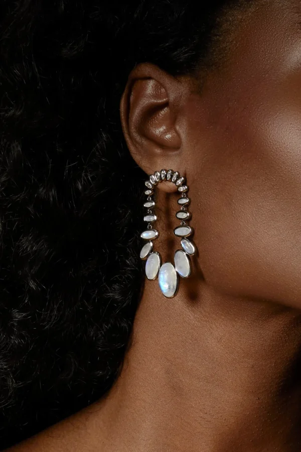 Kimono Earrings - Rainbow Moonstone