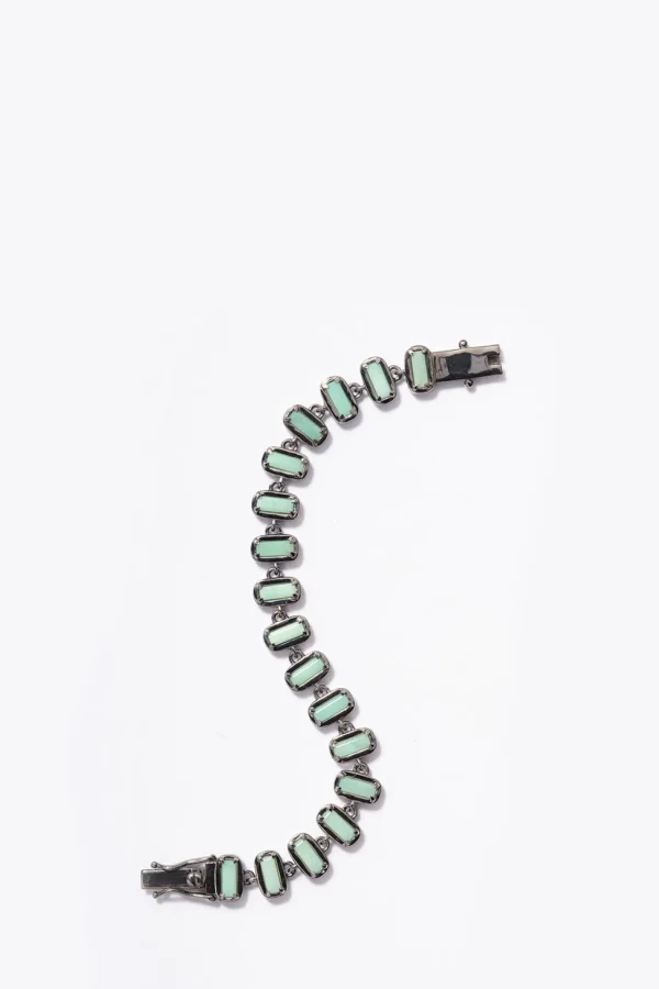 Large 3D Baguette Tile Chain Bracelet - Chrysoprase