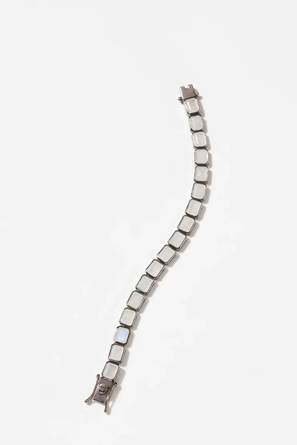 Large Deco-Tile Tennis Bracelet - Rainbow Moonstone
