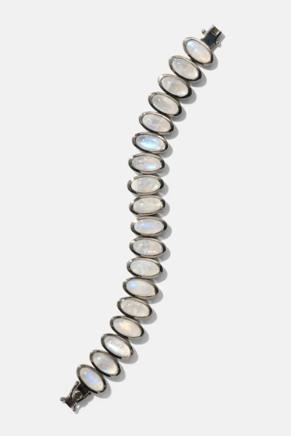 Large Elliptic Bracelet - Rainbow Moonstone