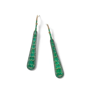 Large Oar Earrings - Emerald