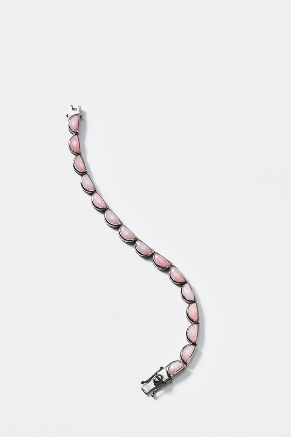 Large Scallop Tennis Bracelet - Pink Opal
