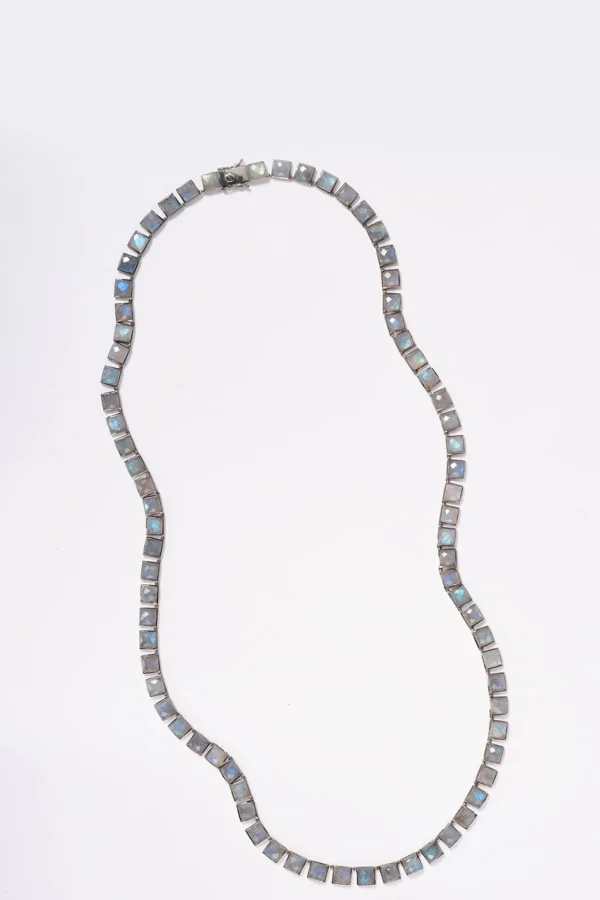 Large Tile Opera Necklace - Labradorite