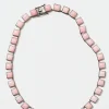 Large Tile Rivière Necklace - Pink Opal