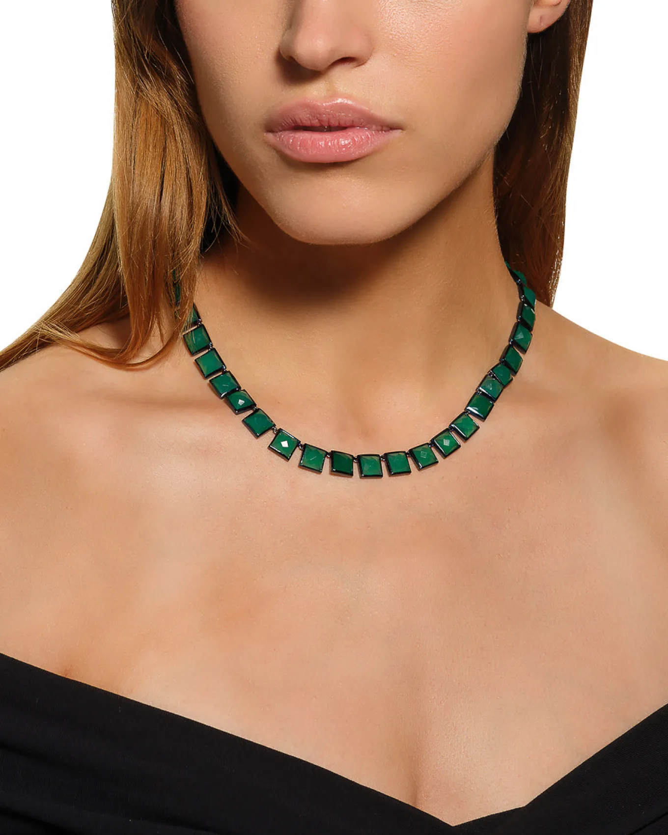 large_tile_rivire_necklac_1-1.webp Large Tile Rivière Necklace - Green Onyx