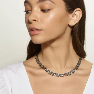 Large Tile Rivière Necklace - Faceted Labradorites