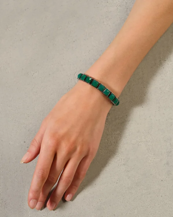 Large Tile Tennis Bracelet - Green Onyx