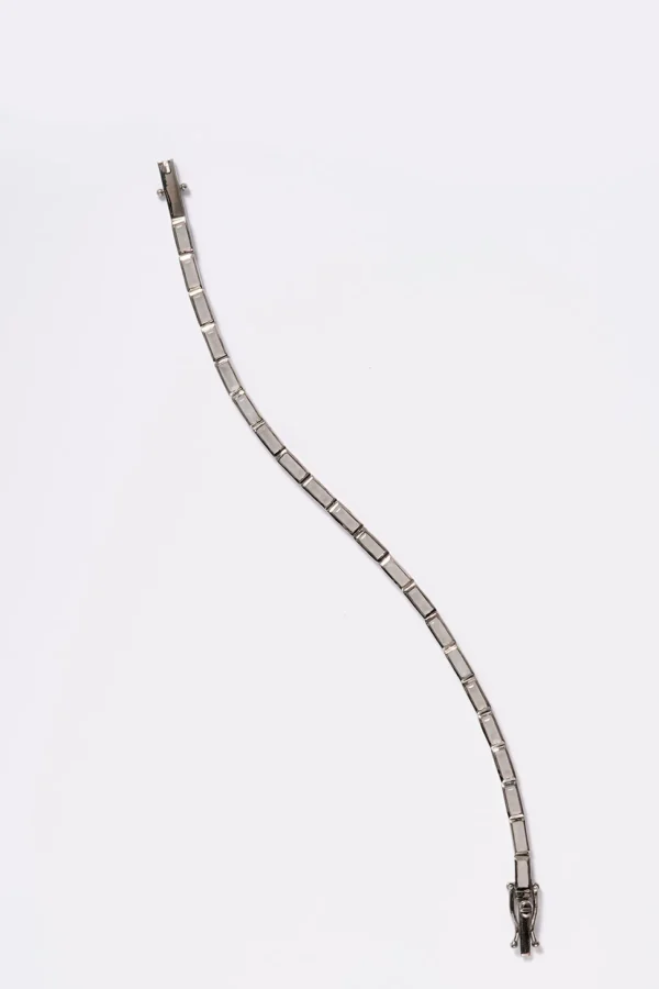 Linear Baguette Tile Bracelet - White Agate