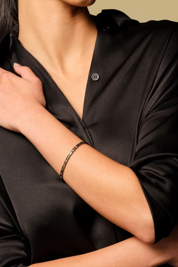 Linear Baguette Tile Bracelet - Pyrite