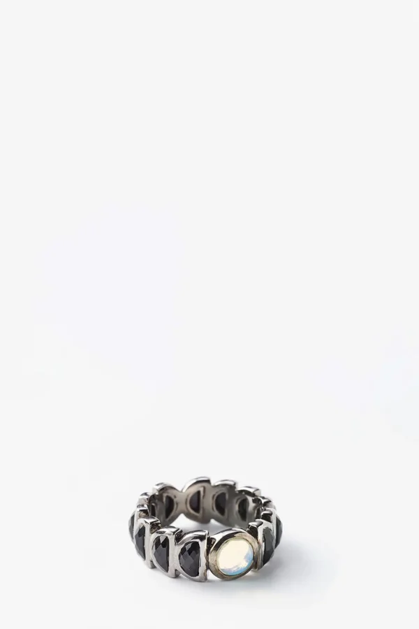 Luna Band Ring - Black Spinel & Ethiopian Opal