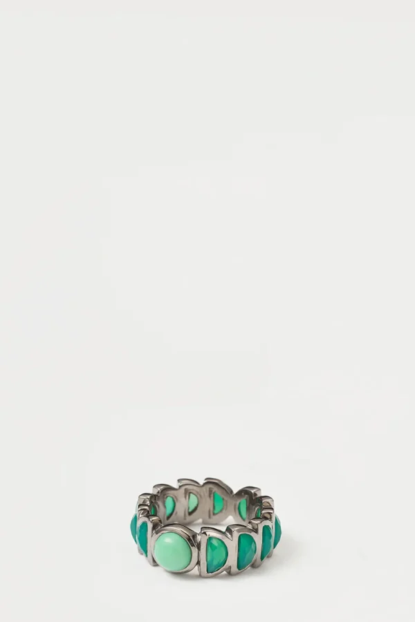 Luna Band Ring - Chrysoprase & Green Onyx