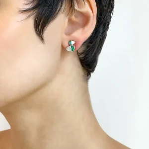 Mallard Studs - Emerald and Diamond