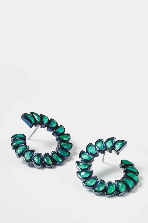 Marabou Bypass Hoops - Green Onyx