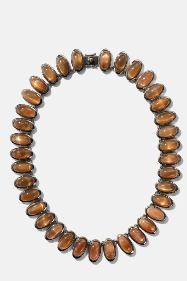 Medium Elliptic Rivière Necklace - Golden Sheen Moonstone