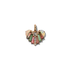 Melodeon Heart Pendant - Ethiopian Opal, Bi-Color Tourmaline
